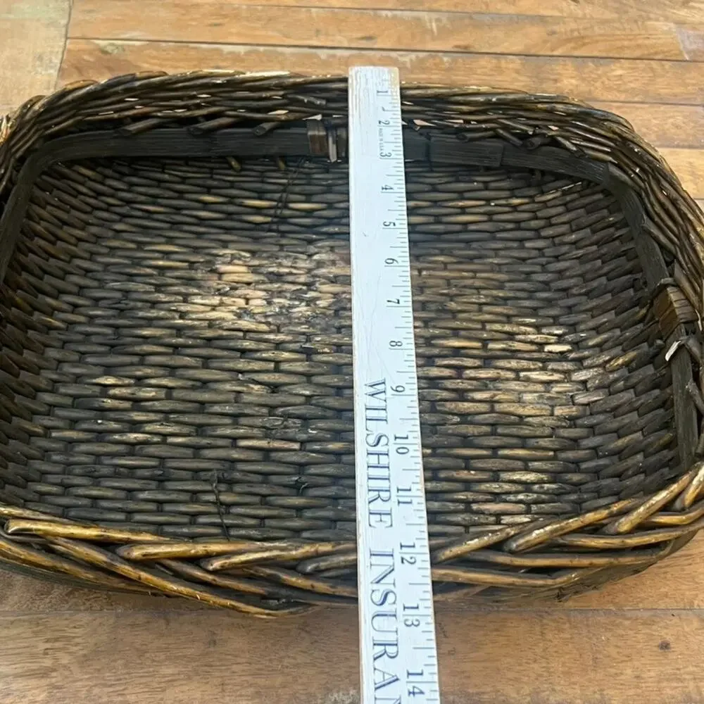 Vintage Chinese Hand Woven Willow Large Basket Rectangle 15